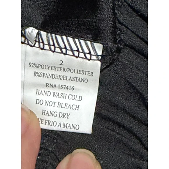 New Mix Black Pleated Wide Leg Pants High Waist Elastic Tie Belt Size 2 NWT - Picture 6 of 6